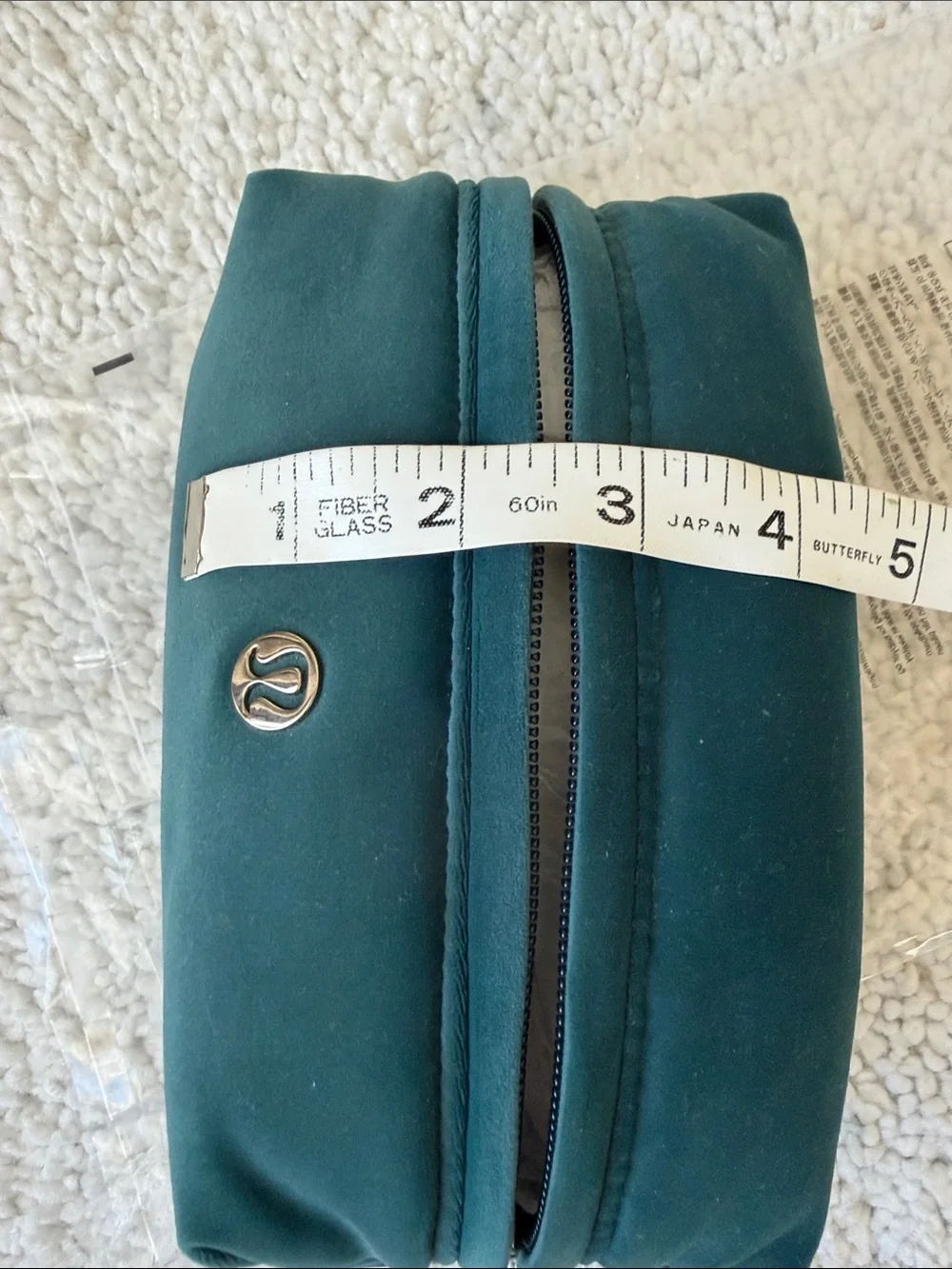 lululemon athletica Deep Emerald Velvet Cosmetic Case with Gold Logo